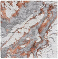 SAFAVIEH Horizon Shag Collection Area Rug - 6'7" Square, Grey & Rust, Modern Abstract Design, Non-Shedding & Easy Care, 2-inch Thick Ideal for High Traffic Areas in Living Room, Bedroom (HZN890P)
