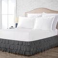 Multi-Ruffle Bed Skirt, Soft Multi Ruffle Bed Skirt Elastic Dust Ruffles with Wrap Around Bed Skirt Easy Fit with 18 Inch Drop 100% Cotton 800 Thread Count Bed Skirt (Twin, Dark Grey)