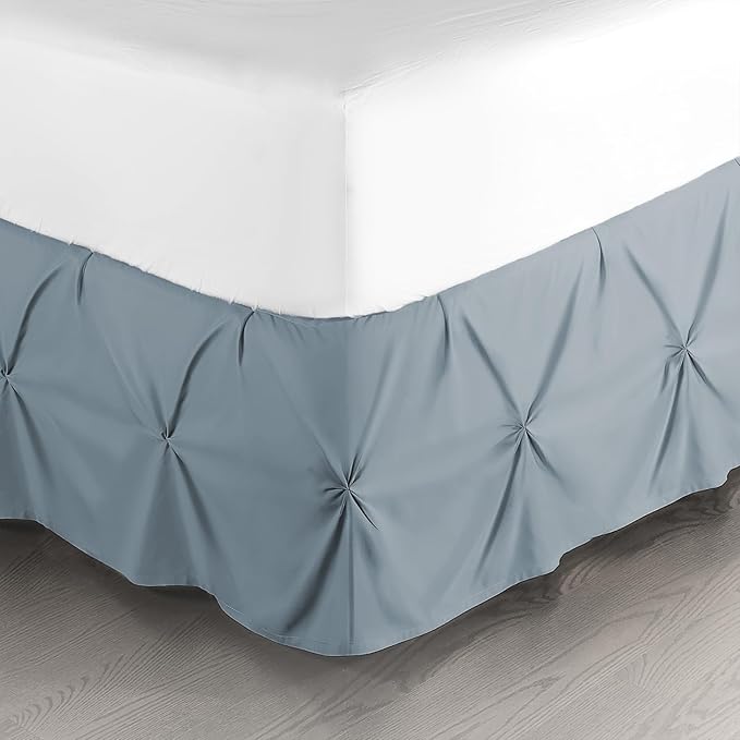Nestl Stone Blue Bed Skirt Twin Size, Pinch Pleat Twin Bed Skirt, 14" Inch Drop Twin Bedskirt, Hotel Quality Stone Blue Bed Skirts, Premium Microfiber Bedskirt for Twin Bed, Stone Blue Twin Bed Skirt