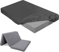 Breling Fitted Sheet (Sheet Only) Compatible with Milliard Trifold Mattress Folding Mattress Fitted Microfiber Bedsheet for Camp Bunk Rvs Bed(Queen,4'',Dark Gray)