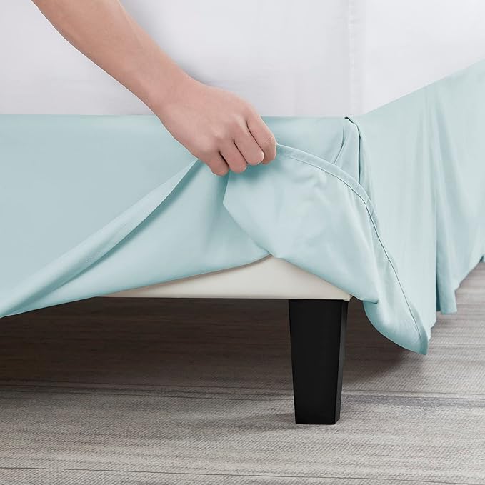 Nestl Light Baby Blue Twin XL Bed Skirt - Twin XL Size Bed Skirt 14 Inch Drop - Brushed Microfiber Bed Skirts - Hotel Quality Pleated Bed Skirt - Shrinkage & Fade Resistant
