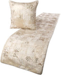 The HomeCentric Ivory Bed Runner Without Pillow Cover, King Size 90"x18" Decorative Bed Runner, Ivory Velvet Bed Scarf in Foil Velvet with Sequin - Creative Grudge
