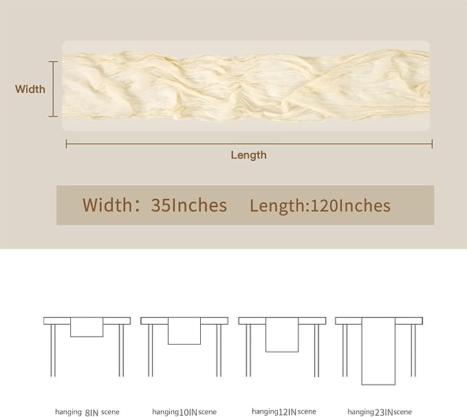 BALCONY & FALCON Beige Cheesecloth Table Runner 10FT 120 Inch Rustic & Boho Farmhouse Gauze Cheese Cloth Runners for Wedding Fall Thanksgiving Christmas Party Baby Shower Birthday Decor