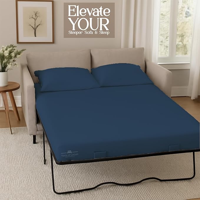 Sleeper Sofa 4 Piece Bed Sheet Set Premium Quality 100% Cotton 500 Thread Count, Smooth & Super Soft Sateen Weave, Extra Soft Bed Sheets, Wrinkle Free, 6 Inch Deep Pocket (Twin, Medium)