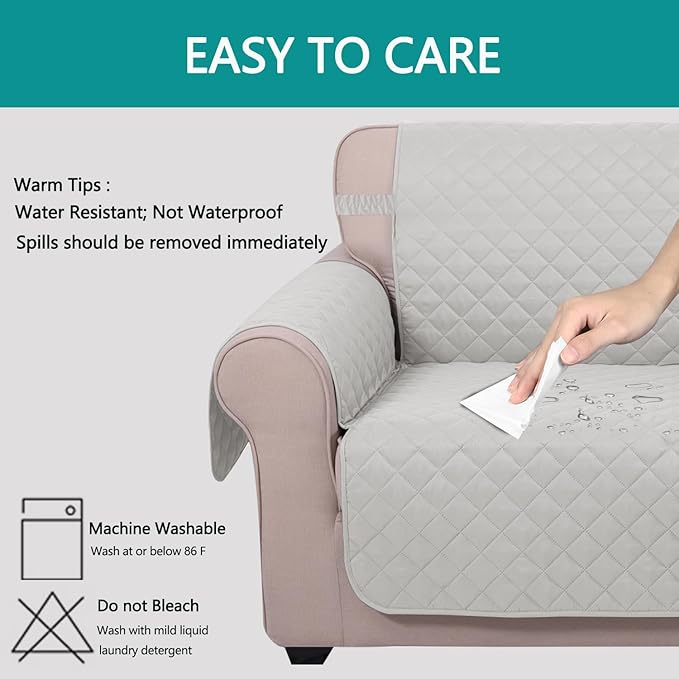 U-NICE HOME Futon Sofa Covers Reversible Sofa Slipcover Armless Cover Furniture Protector Couch Cover Water Resistant (Futon, Light Grey/Light Grey)