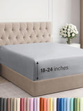 Extra Deep King Fitted Sheet - Hotel Luxury Single Fitted Sheet Only - Easily Fits 18 inch to 24 inch Mattress - Ultra Soft, Wrinkle & Fade Free w/Extra Deep Pockets - Breathable & Comfy - Steel Blue