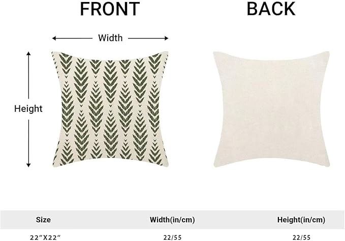 BETGINY Sage Green Boho Pillow Covers 22 x 22 Inch Pack of 2, Bohemian Ethnic Herringbone Pattern Decorative Throw Pillow Covers Vintage Linen Farmhouse Outdoor Pillowcase for Bedroom Home Sofa Decor