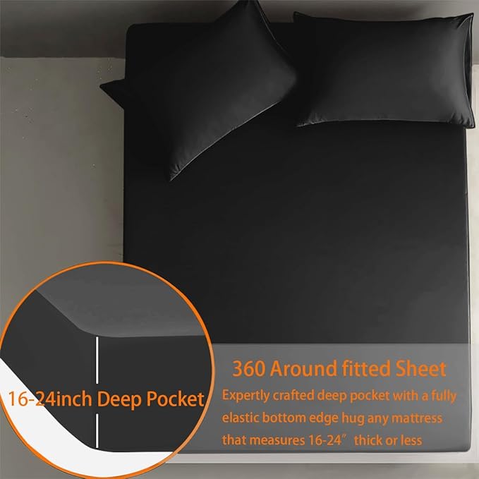 King Sheet Sets Air Mattress Sheets - 3 Pieces Queen Sheets Sets 16 to 24 inch - Inflate Without Disassembly Convenient & Firm Easy to use Air Mattress (Black, King)