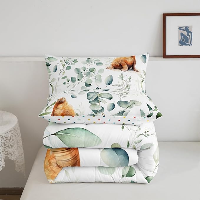 Erosebridal Cartoon Seal Bedding Queen Size Toddler Ocean Wildlife Comforter Set Queen, Spring Plant Duvet Insert Eucalyptus Leaf Quilt Set, Sea Animal Theme Bedding Comforters & Sets Kids Room Decor