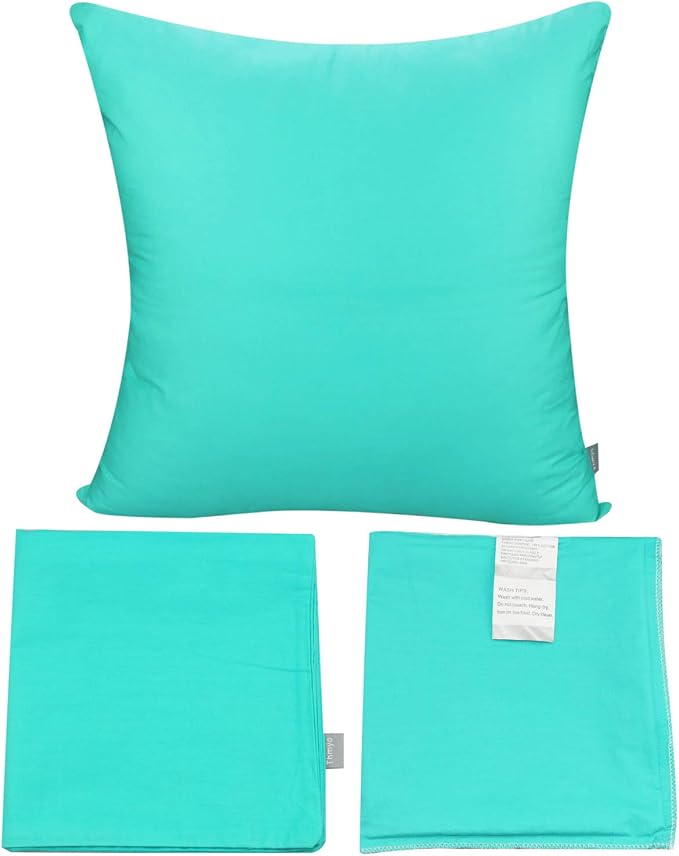 4-Pack 100% Cotton Comfortable Solid Decorative Throw Pillow Case,Thmyo Square Cushion Cover Pillowcase Sublimation Blank Pillow Covers DIY Throw Pillowcase for Sofa Bedroom(16x16 inch/ 40x40cm,Green)