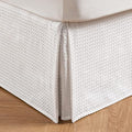 MIYE Pleated Waffle Weave Bed Skirt, Tailored Dust Ruffle 12 Inch Drop Easy Fit, Machine Washable (White,Cal King - 12" Drop)