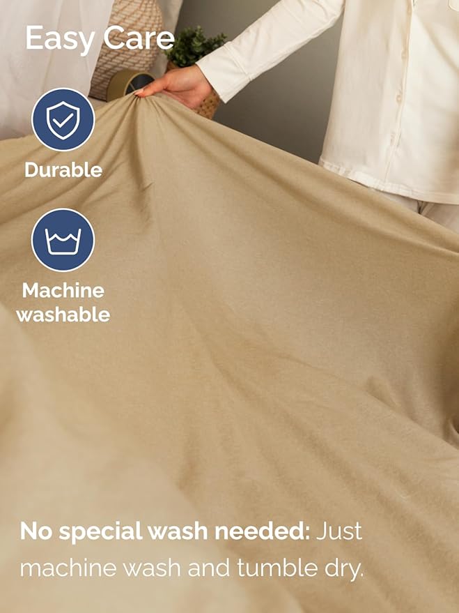 Extra Deep Twin XL Fitted Sheet - Hotel Luxury Single Fitted Sheet Only - Easily Fits 18 inch to 24 inch Mattress - Ultra Soft, Wrinkle Free w/Extra Deep Pockets - Breathable & Comfy - Heathered Tan