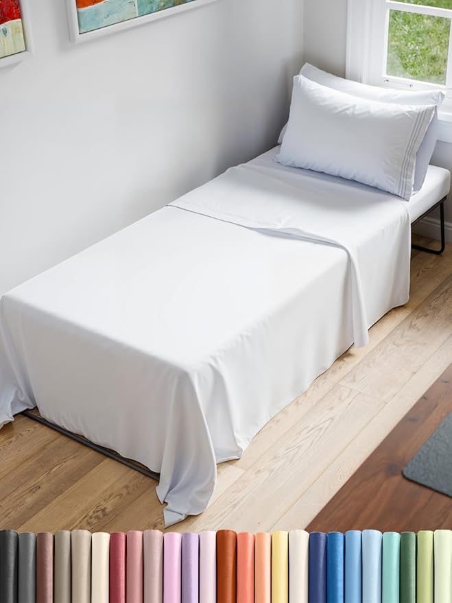 Cot Sheet Set 30” x 75” – Easy-Fit Cot Size Mattress Sheets – Ideal for Narrow Twin, Camper Bunk, RVs, Twin Bunks, Day Care and Camping Cots - Cot Size Fitted Sheet fits 6” to 10” Mattresses – White