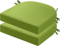 idee-home Thick 17" x 17" x 3" Patio Chair Cushions Set of 2, Waterproof with Ties, Seat Cushions for Outdoor Furniture, Dining Chair Pads Green