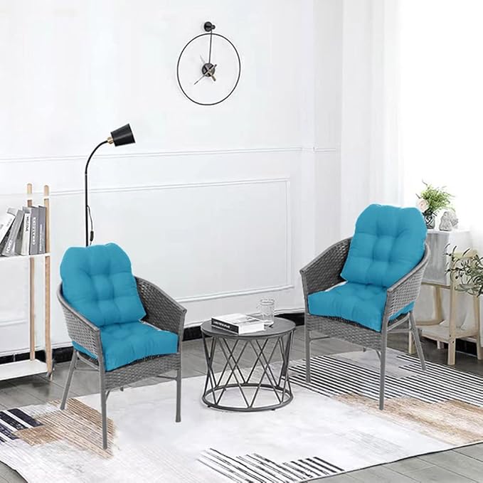 Srutirbo Pack of 2 Outdoor Indoor Tufted Seat Cushions, 18.9" x 18.9" U-Shape Cushions for Wicker Chair Seat,Patio Cushions, Furniture Dinning Chair Pad (Sky Blue)