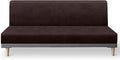 molasofa Leather Like Stretch Futon Slipcover Armless Sofa Cover Furniture Protector with Elastic Bottom, Soft and Washable Futon Cover for Sofa Bed （Medium，Chocolate）