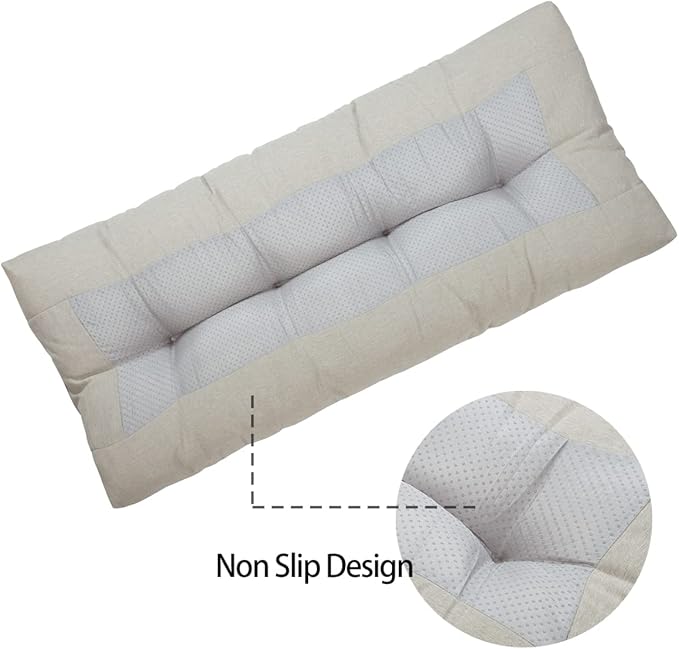 FUNHOME Outdoor Bench Cushion 42 x18 inch with Non-Slip Grips,Water Resistant Porch Swing Cushion,Bench Pillow Pads,Tufted Cushions for Patio Garden Furniture,42" Seat Cushions(Light Brown)