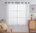 PI Beige Sheer Curtains 63 Inches Long,Grommet Top Voile Textured Window Curtains for Dining Room/Kitchen 2 Panels (W42 X L63, Beige)