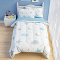 Star and Moon Comforter Set Full Size 98x86in for Kids Boys Girls Unisex, Microfiber Bedding Set 4 Pcs Includes 1 Comforter, 2 Pillowcases, 1 Fitted Sheet, Nursery Room Decor Christmas Birthday