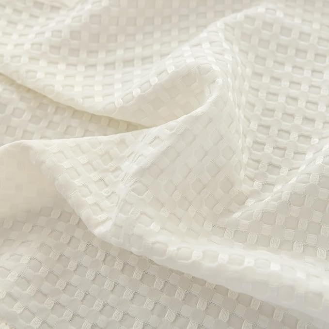 Queen Bed Skirt, Pleated Waffle Weave Bed Skirt with Split Corners, Tailored Dust Ruffle 12 Inch Drop Easy Fit, Machine Washable, Ivory, 12" Queen