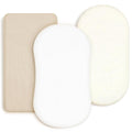 GRSSDER Stretchy Ultra Soft Fitted Bassinet Sheet 3 Pack, Universal Fit for Bassinets Baby Cradle Moses Basket Oval Rectangle Mattress Safe and Snug, Jersey Bassinet Sheets for Girls, Cream/Beige