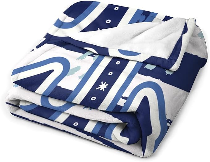 Nautical Anchor Blanket Modern Cartoon Anchor Ocean Adventure Blue White Soft Cozy Lightweight Throw Blanket for Kids Boys Men Bedroom Living Room Dorm Chair Sofa Travel 70x80in