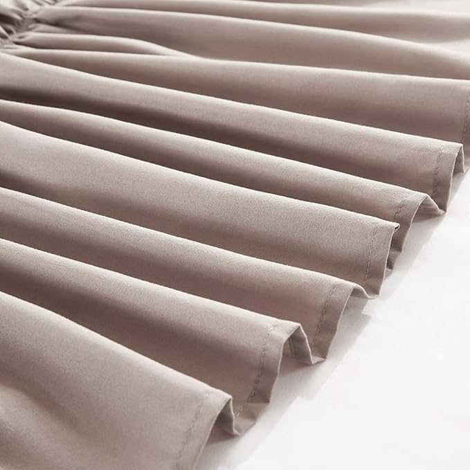 MEILA Wrap Around Bed Skirt Three Fabric Sides Elastic Dust Ruffled 14 Inch Tailored Drop,Easy to Install Fade Resistant-Taupe, Twin/Full