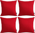 Thmyo 4-Pack 100% Cotton Comfortable Solid Decorative Throw Pillow Cases Square Cushion Cover Pillowcases Sublimation Blank Christmas DIY Throw Pillow Covers for Sofa Bed Car(18x18 inch/ 45x45cm,Red)