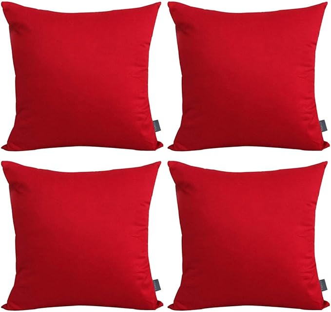 Thmyo 4-Pack 100% Cotton Comfortable Solid Decorative Throw Pillow Case Square Cushion Cover Pillowcase Sublimation Blank Pillow Covers DIY Throw Pillowcase for Couch Sofa(22x22 inch/ 55x55cm,Red)