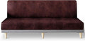 molasofa Leather Like Stretch Futon Slipcover Armless Futon Bed Sofa Cover Furniture Protector with Elastic Bottom, Soft and Washable Futon Cover for Sofa Bed Stay in Place（Larger，Red）
