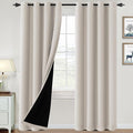 H.VERSAILTEX 100% Blackout Curtains for Bedroom Thermal Insulated Blackout Curtains 84 inch Length Heat and Full Light Blocking Curtains for Living Room with Black Liner 2 Panels Set, Fog