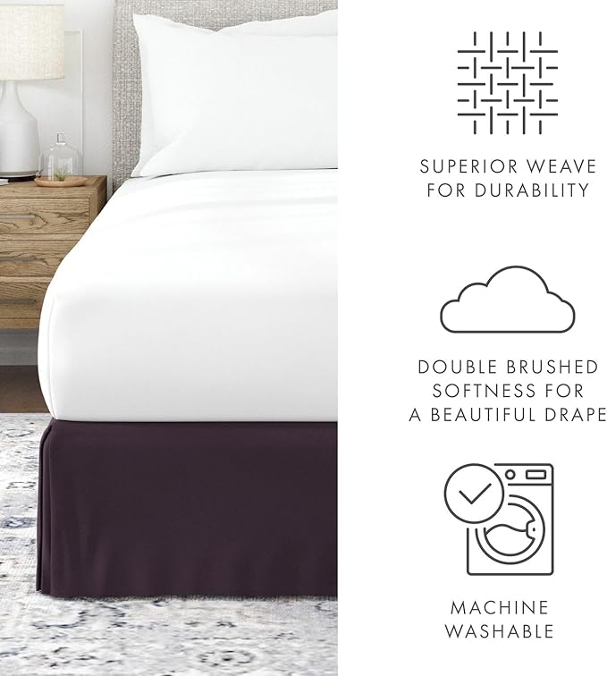 Linen Market Bed Skirt - Ultra Soft Microfiber - Easy Fit with 14 Inch Tailored Drop - Hotel Quality, Shrinkage & Fade Resistant - Bed Cover - King Bed Set - Bedroom Décor - (King, Purple)