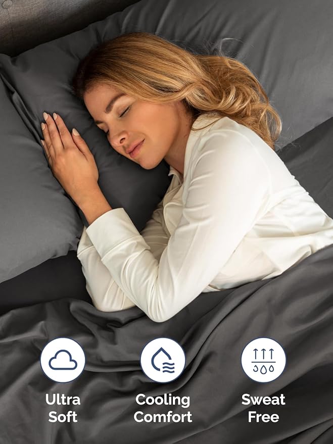 Extra Deep Twin XL Fitted Sheet - Hotel Luxury Single Fitted Sheet Only - Easily Fits 18 inch to 24 inch Mattress - Ultra Soft, Wrinkle & Fade Free w/Extra Deep Pocket - Breathable & Comfy - Charcoal