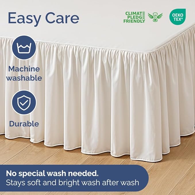 Bedskirt Twin Size Ruffle - 18 inch Drop Dust Ruffle Bed Skirt with Platform - Ultra-Soft, Easy Fit, Premium Hotel Quality - Wrinkle, Fade & Shrink Resistant - for Women, Men, Kids and Teens - White