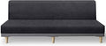 molasofa Leather Like Stretch Futon Slipcover Armless Futon Bed Sofa Cover Furniture Protector with Elastic Bottom, Soft and Washable Futon Cover for Sofa Bed Stay in Place（X Larger，Dark Grey）
