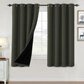 H.VERSAILTEX 100% Blackout Curtains for Bedroom Thermal Insulated Blackout Curtains 63 inch Length Heat and Full Light Blocking Curtains for Living Room with Black Liner 2 Panels Set, Olive