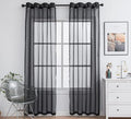 PI Sheer Curtains with Grommet,Airy Voile Textured,Modern Window Draperies for Living Room/Bedroom 2 Panels (W52 X L90, Black)
