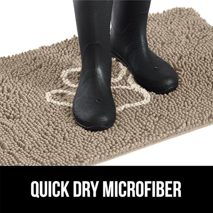 GORILLA GRIP SOAKSTOPPER Dog Door Mat, 30x20 Machine Washable Rug Absorbent Doormat Captures Moisture Mud Dirt, Quick Dry Soft Chenille Entryway Rugs Indoor Entrance Mats for Dog Paws, Beige Ivory