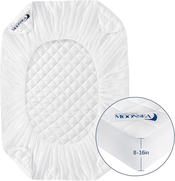 Moonsea Full Mattress Protector, Waterproof Mattress Cover - White, Fitted Sheet Style, Absorbent, Deep Pocket, Machine Washable