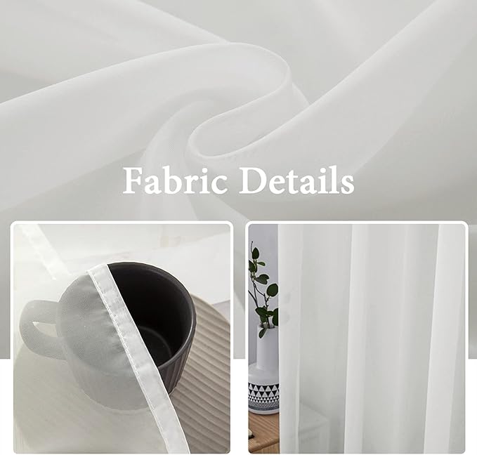 MIULEE Ivory Window Sheer Curtains for Bedroom Living Room Solid Elegant Net Drapes 2 Panels Width 42 x Length 84 Inches