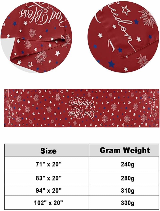 Independence Day Blue White Star Bed Runners for Bedroom Hotel,Decorative Bedding Scarf Freedom Celebration on Red Bed End Blanket Bedding Runner Scarves for King Size Bed,102x20in