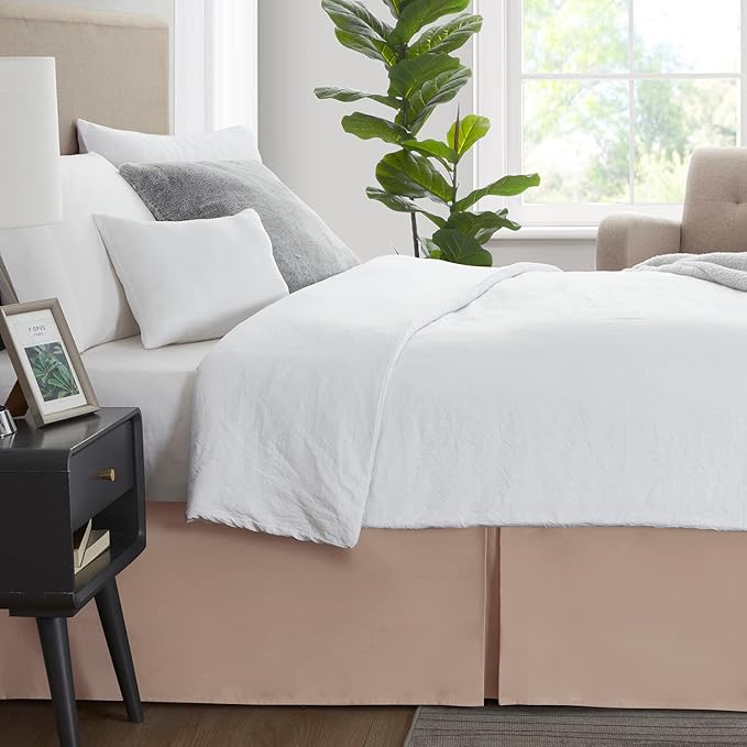 Nestl Taupe Bed Skirt Cal King Size - Cal King Bed Skirt 14 Inch Drop - Brushed Microfiber Bed Skirts - Hotel Quality Pleated Bed Skirt - Shrinkage & Fade Resistant