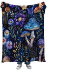 Cute Whimsical Mushroom Throw Blanket Aesthetic Dark Botanical Florals Throw,Witchy Gifts for Women,Gothic Gifts,Soft Cozy Warm Moth Witchy Plush Blanket Throw for Women Girls Mom 70"x80"