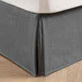 MIYE Pleated Waffle Weave Bed Skirt, Tailored Dust Ruffle 16 Inch Drop Easy Fit, Machine Washable (Dark Grey, King - 16" Drop)
