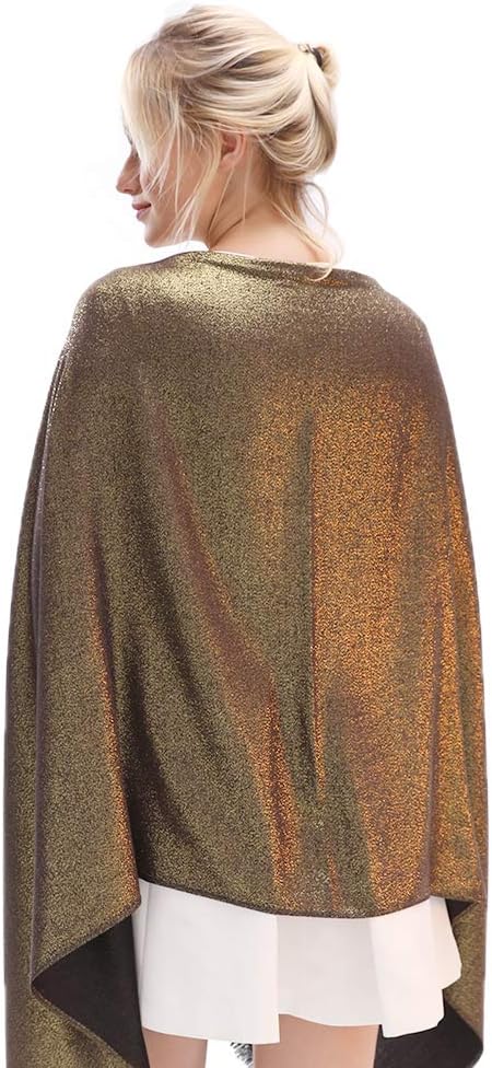 LMVERNA Women's Sparkling Metallic Soft Pashmina Shawls and Wraps Scarf in Solid Colors