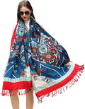 DANA XU 100% Merino Wool Extra Large Pashmina Blanket Travel Scarf Cashmere Wrap for Women Fall Winter Oversize Shawl Floral