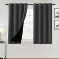 H.VERSAILTEX 100% Blackout Curtains for Bedroom Thermal Insulated Blackout Curtains 45 inch Length Full Light Blocking Window Drapes for Living Room with Black Liner 2 Panels, Charcoal Gray