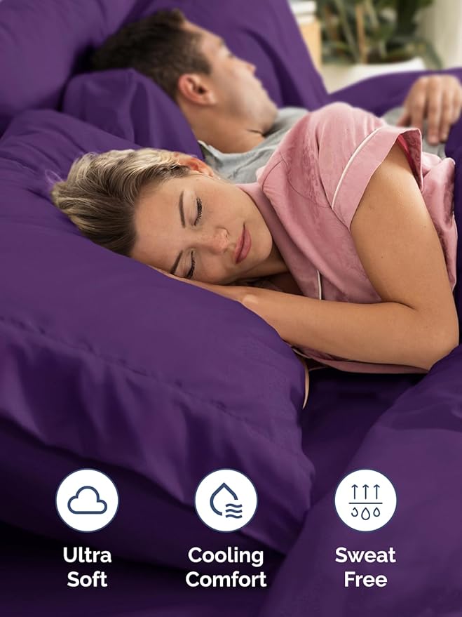 Extra Deep Pocket Twin XL Sheets - 3 Piece Breathable & Cooling Bed Sheets - Hotel Luxury Bed Sheet Set - Soft, Wrinkle Free & Comfy - Easily Fits Extra Deep Mattresses - Deep Pocket Purple Sheets Set