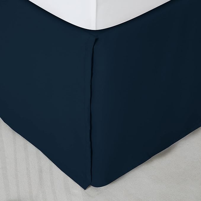SONIVE Twin Bed Skirt,15" Drop Pleated Dust Ruffle,Classic Tailored Easy Fit Brushed Microfiber Skirts Hotel Quality Shrinkage & Fade Resistant Navy Blue