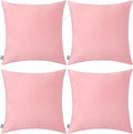 4-Pack 100% Cotton Comfortable Solid Decorative Throw Pillow Case,Thmyo Square Cushion Cover Pillowcase Sublimation Blank Pillow Covers DIY Throw Pillowcase for Couch Sofa(18x18 inch/ 45x45cm,Pink 2)
